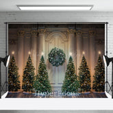 Lofaris Retro White Palace Wall Xmas Tree Christmas Backdrop